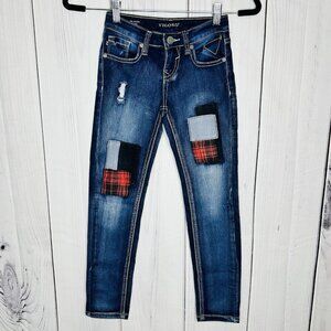 Vigoss Jeans The Jagger Skinny Jeans Stretch Sz 8 (23"x24") Girls Patchwork